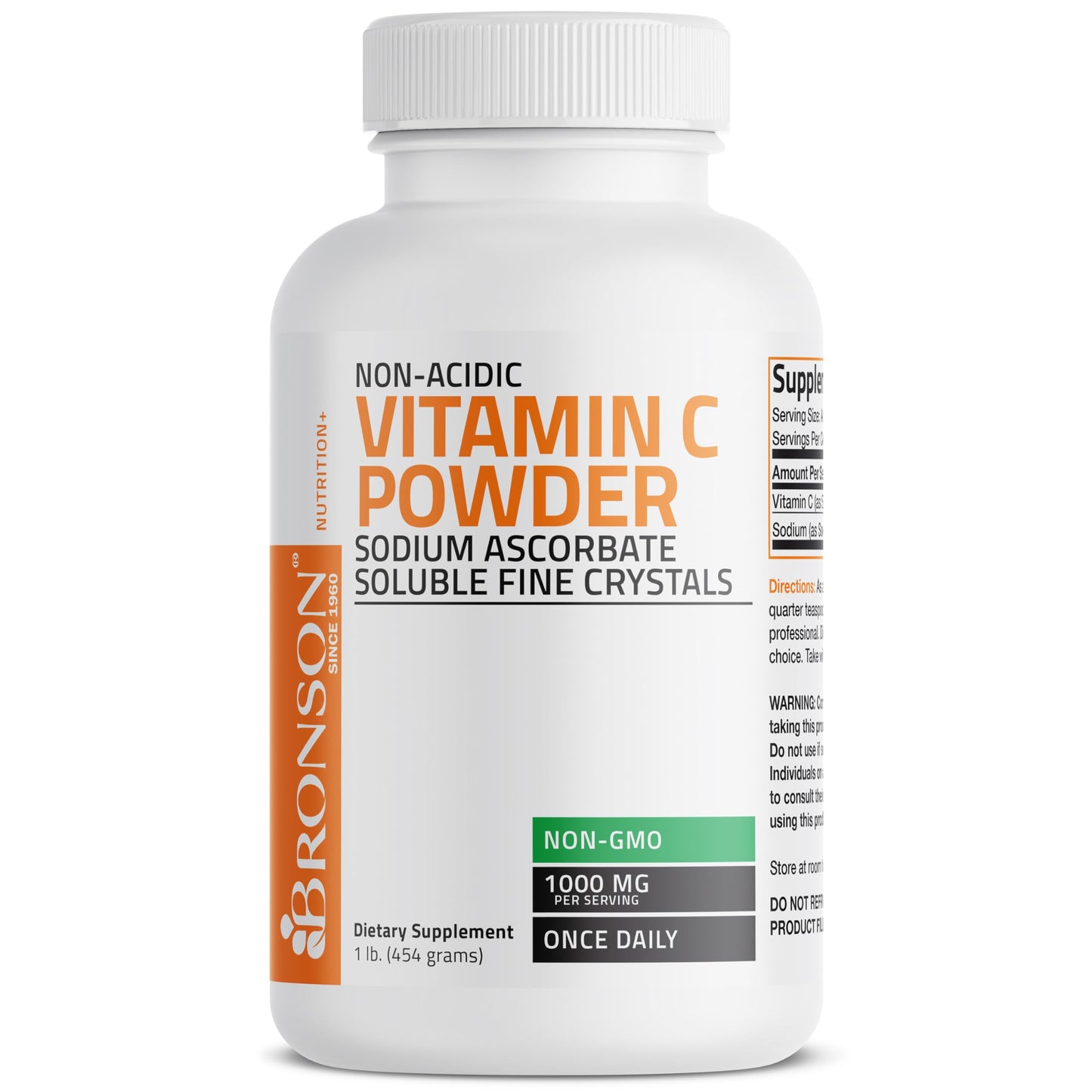 Bronson Non Acidic Vitamin C Powder Sodium Ascorbate – Non-GMO, 1 lb (454 g)