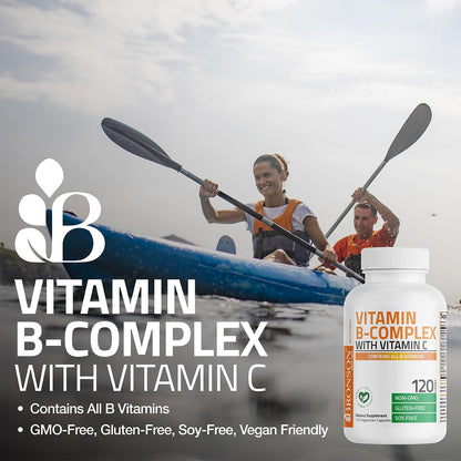 Bronson Vitamin B Complex + Vitamin C – Immune & Energy | 360 Capsules