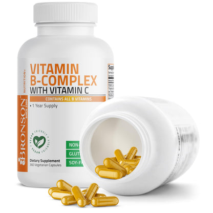 Bronson Vitamin B Complex + Vitamin C – Immune & Energy | 360 Capsules