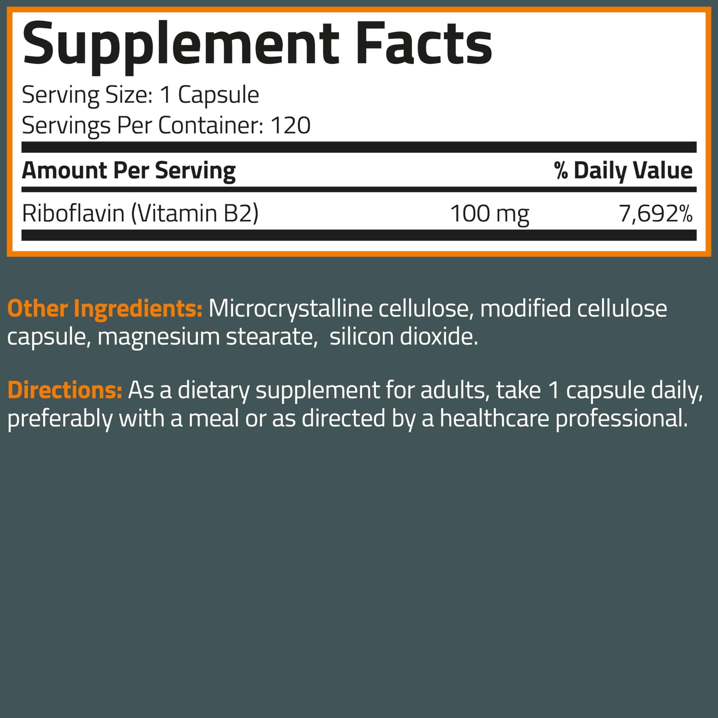 Bronson Vitamin B2 100mg Non-GMO | 120 Vegetarian Capsules