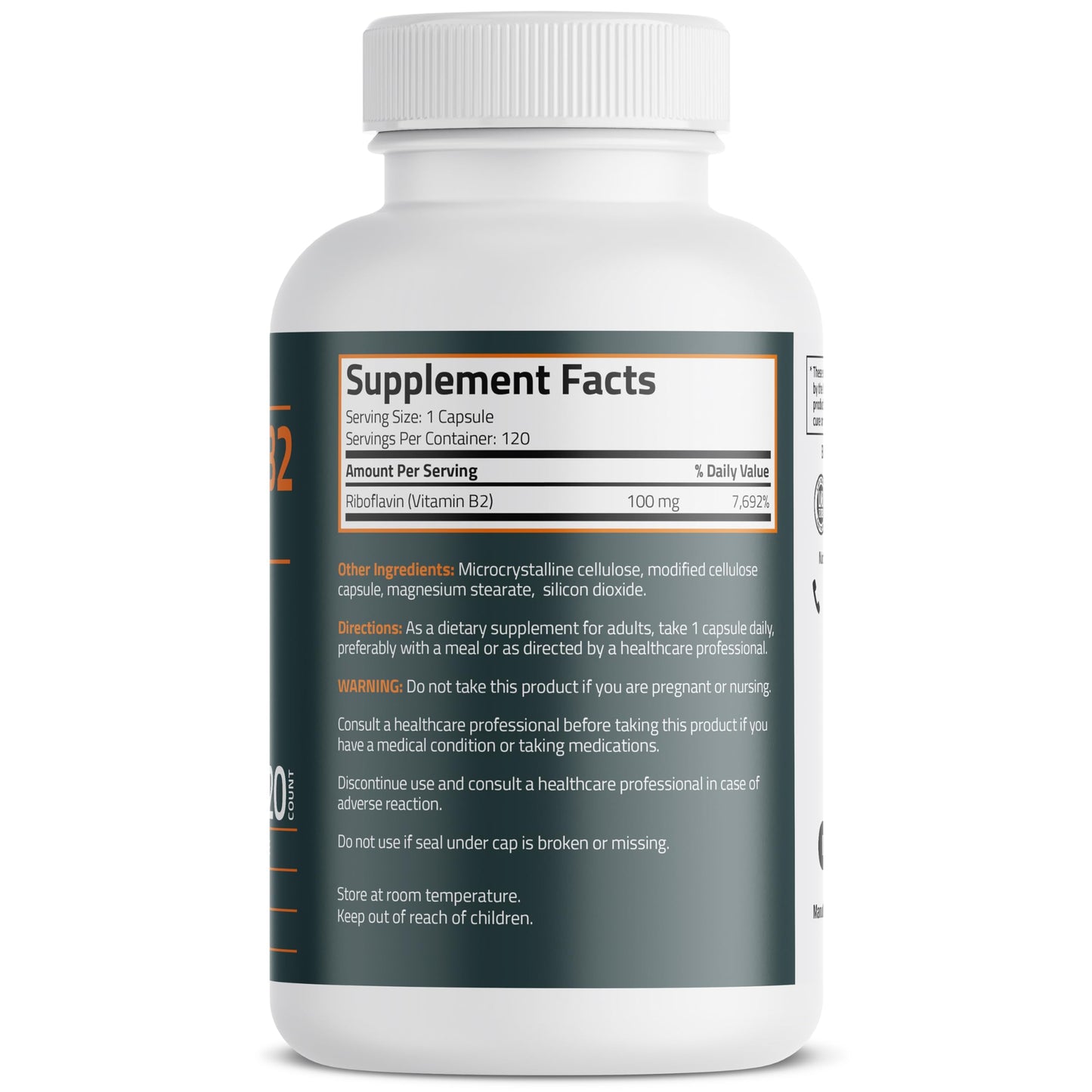 Bronson Vitamin B2 100mg Non-GMO | 120 Vegetarian Capsules