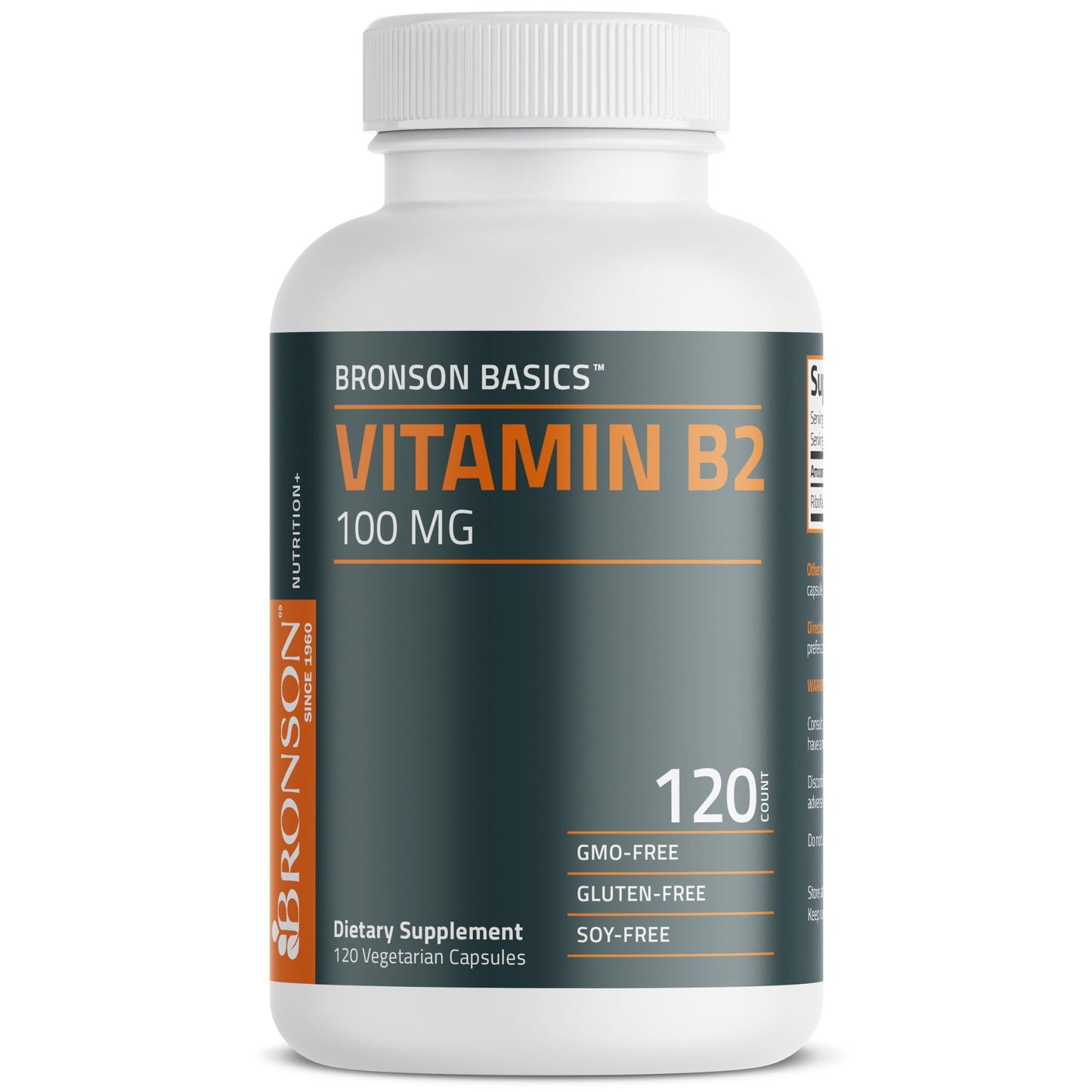 Bronson Vitamin B2 100mg Non-GMO | 120 Vegetarian Capsules