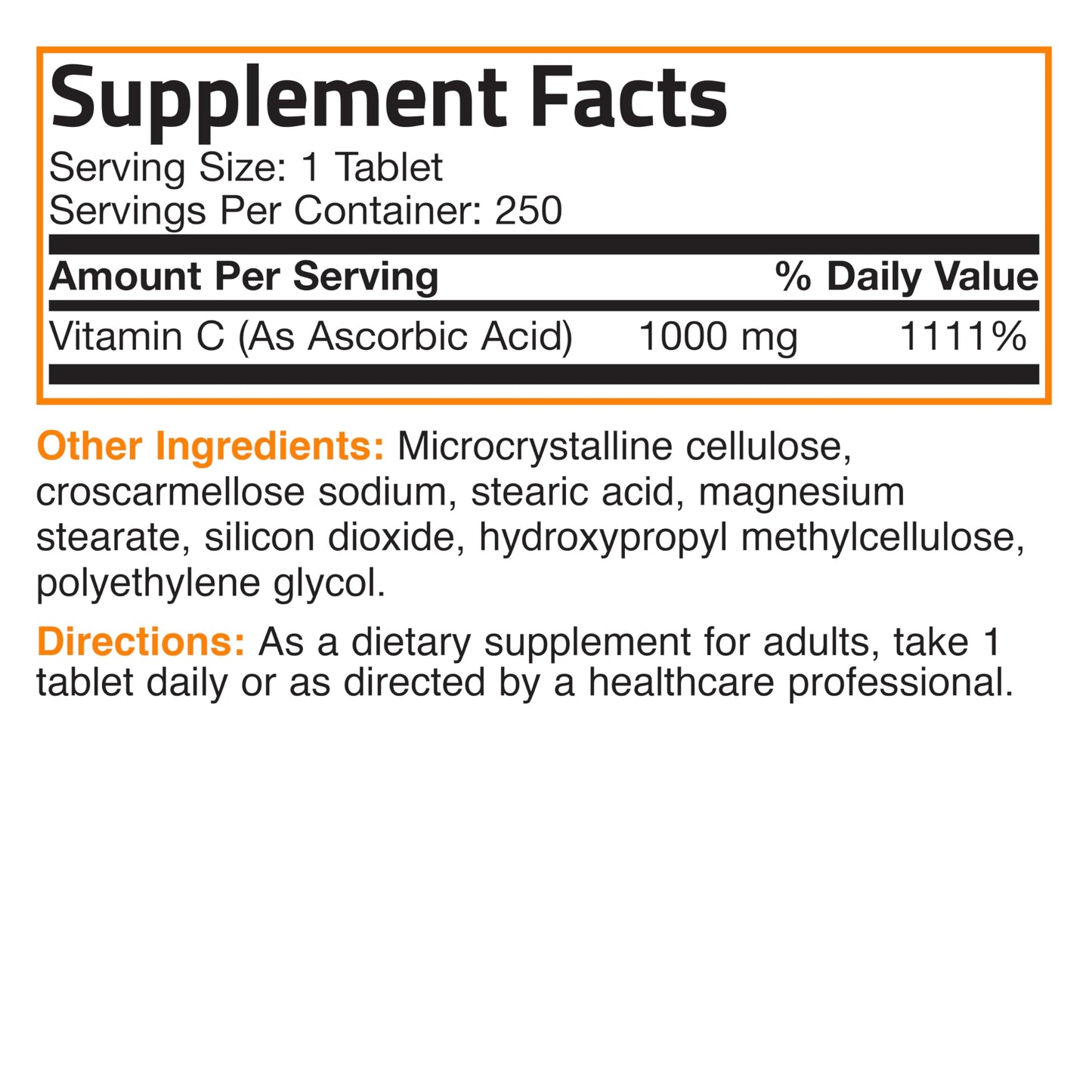 Bronson Vitamin C 1000mg Premium Non-GMO Ascorbic Acid Tablets – 250 Count