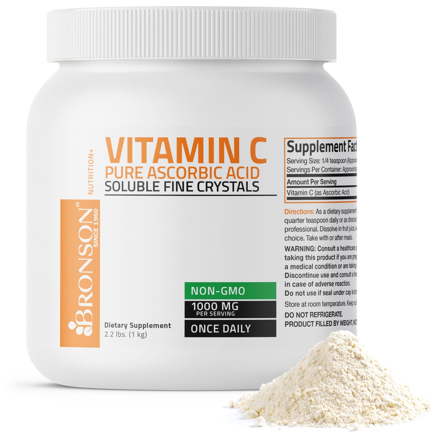 Bronson Vitamin C Powder 1kg – Pure Ascorbic Acid, Non-GMO