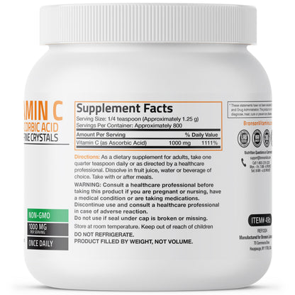 Bronson Vitamin C Powder 1kg – Pure Ascorbic Acid, Non-GMO