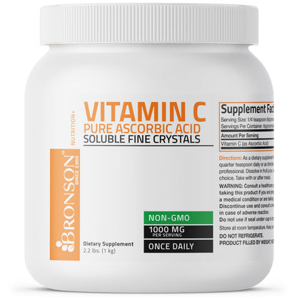 Bronson Vitamin C Powder 1kg – Pure Ascorbic Acid, Non-GMO