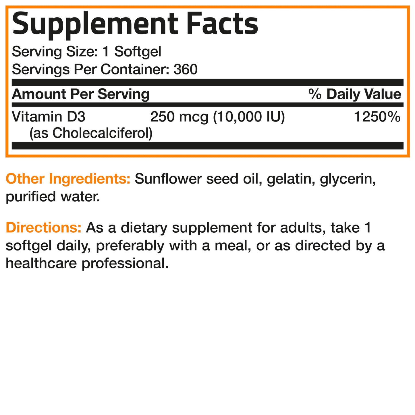 Bronson Vitamin D3 10,000 IU High Potency - 360 Softgels