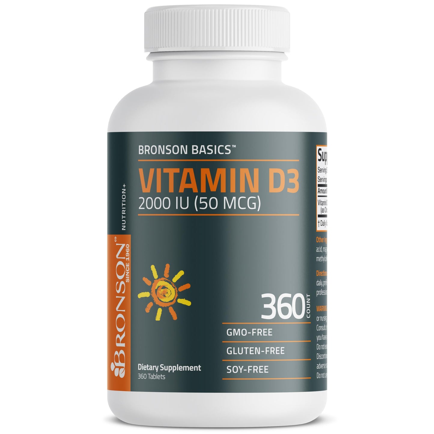 Bronson Vitamin D3 2000 IU (50 mcg) Non-GMO, 360 Tablets