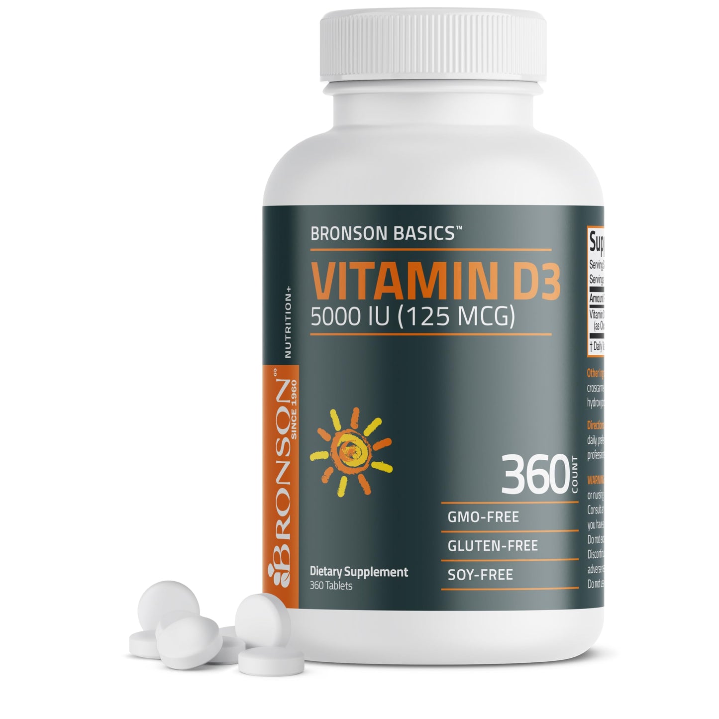 Bronson Vitamin D3 5000iu (125mcg) 1 Year Supply | Immune Support & Muscle Function