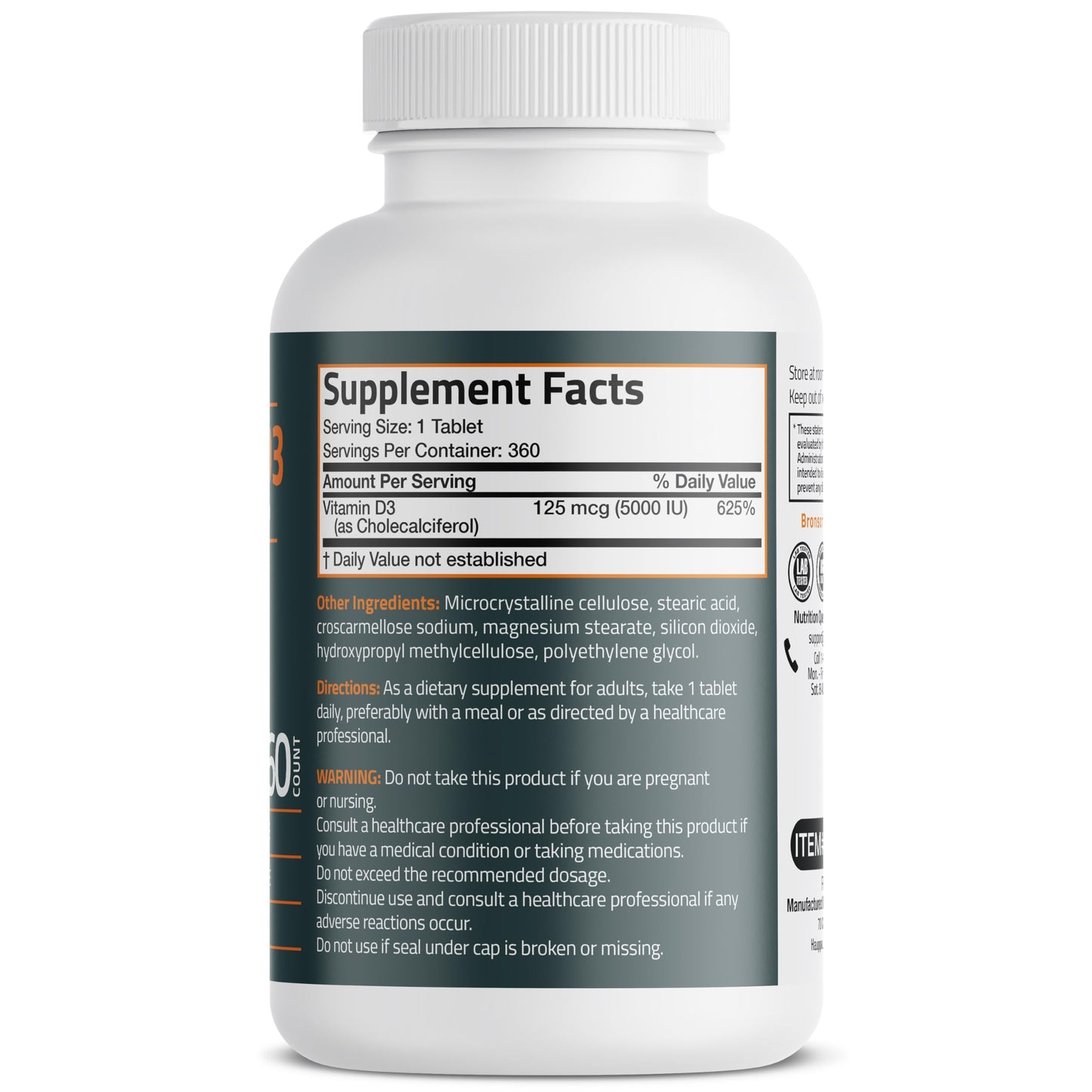 Bronson Vitamin D3 5000iu (125mcg) 1 Year Supply | Immune Support & Muscle Function