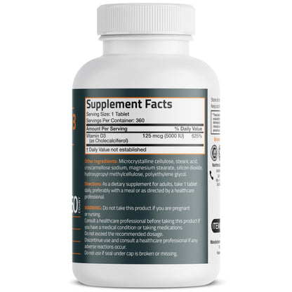 Bronson Vitamin D3 5000iu (125mcg) 1 Year Supply | Immune Support & Muscle Function