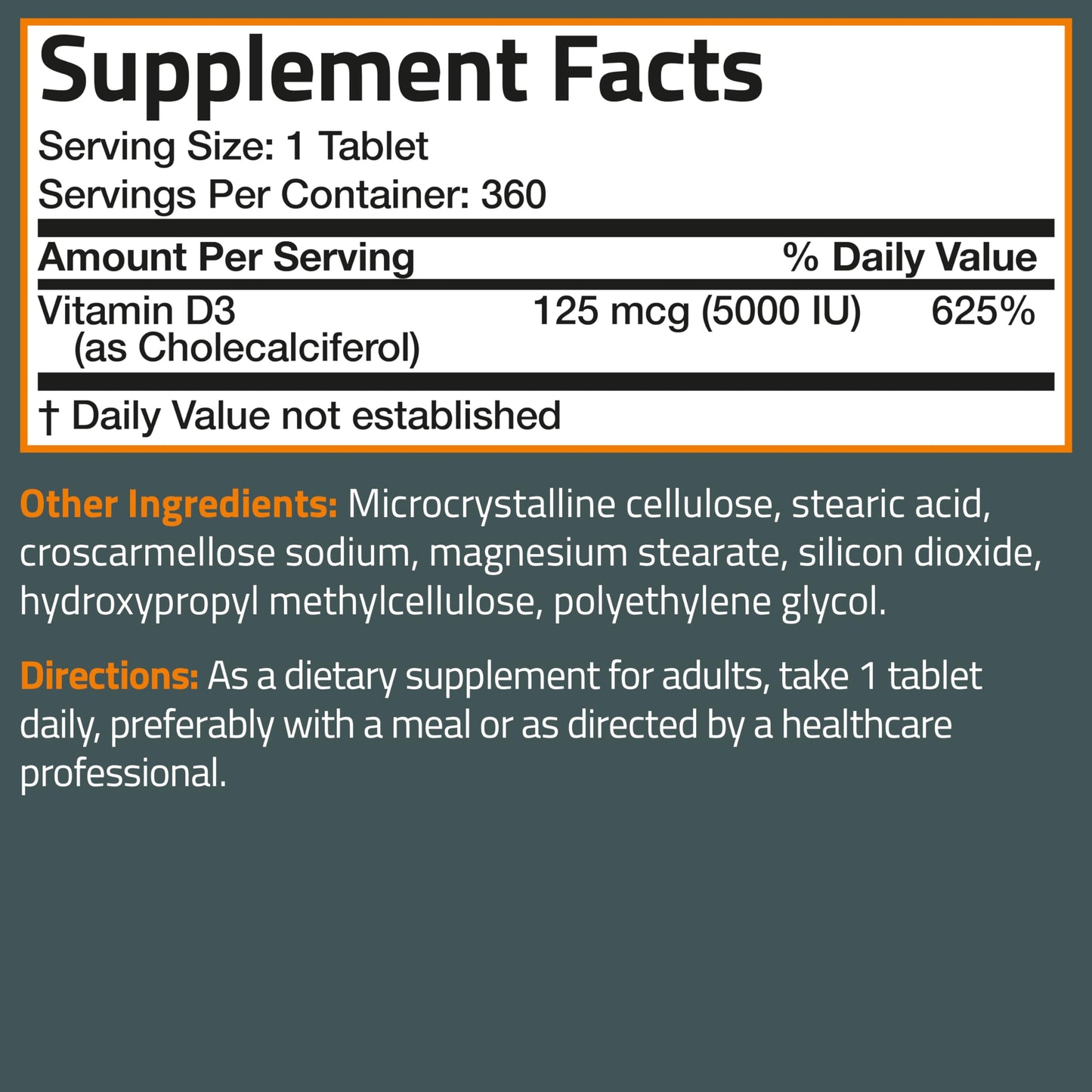 Bronson Vitamin D3 5000iu (125mcg) 1 Year Supply | Immune Support & Muscle Function