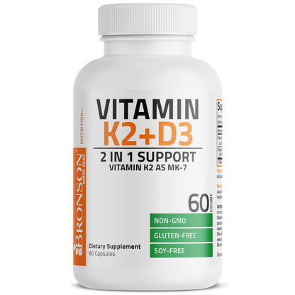 Bronson Vitamin K2 D3 (MK-7) Supplement – 60 Capsules | Non-GMO