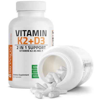 Bronson Vitamin K2 D3 (MK-7) Supplement – 60 Capsules | Non-GMO