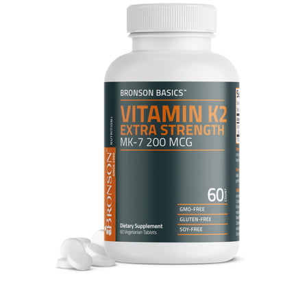 Bronson Vitamin K2 MK-7 200 mcg Extra Strength – 60 Vegetarian Tablets