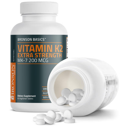 Bronson Vitamin K2 MK-7 200 mcg Extra Strength – 60 Vegetarian Tablets