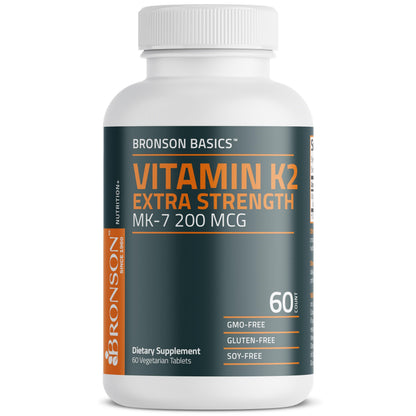 Bronson Vitamin K2 MK-7 200 mcg Extra Strength – 60 Vegetarian Tablets