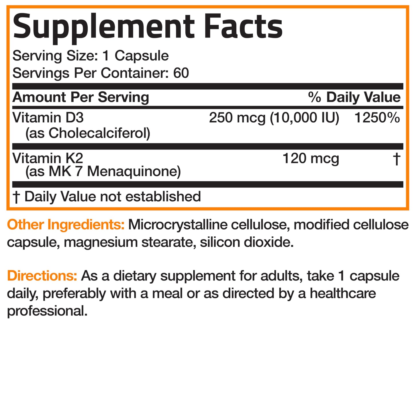 Bronson Vitamin K2 MK-7 with D3 Extra Strength — 60 Caps, Non-GMO