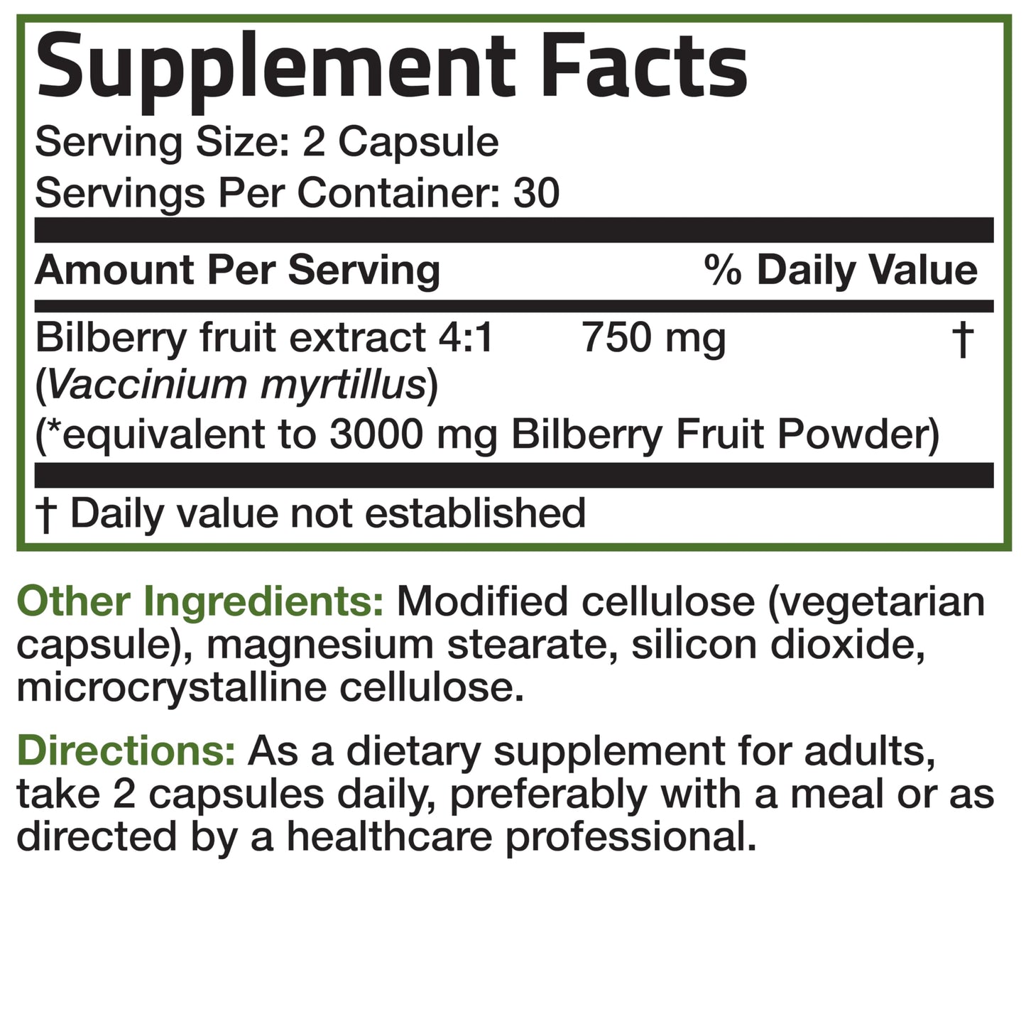 Bronson Bilberry Extra Strength 3000 mg – Eye Health & Vision Support (60 Veg Caps)