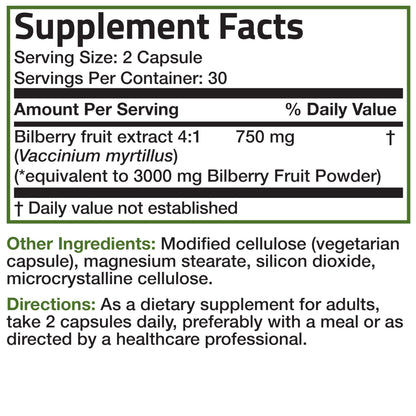 Bronson Bilberry Extra Strength 3000 mg – Eye Health & Vision Support (60 Veg Caps)