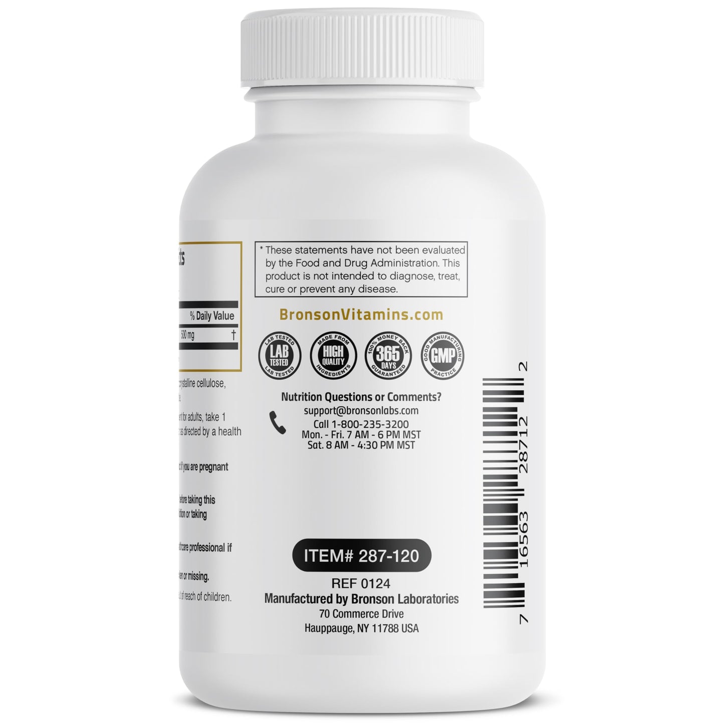 Bronson Acetyl L-Carnitine 500 MG – High Potency (120 Capsules, Non-GMO)