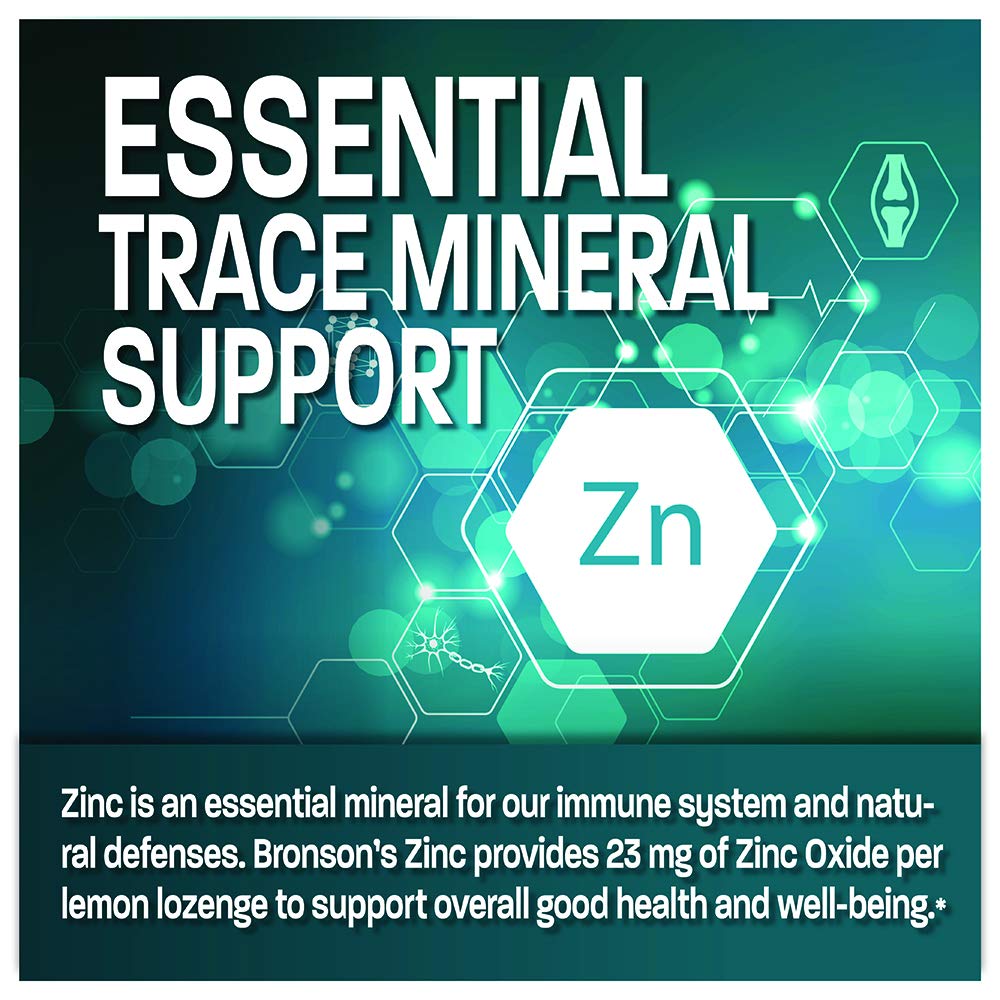 Bronson Zinc Lozenges Lemon Flavor - Immune Support & Antioxidant (180 Chewable Tablets)