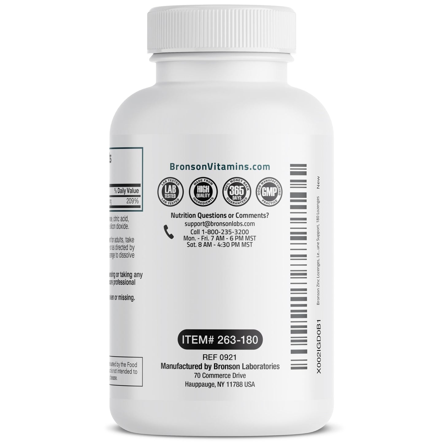 Bronson Zinc Lozenges Lemon Flavor - Immune Support & Antioxidant (180 Chewable Tablets)