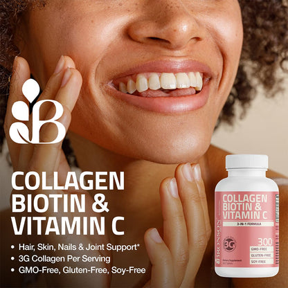 Bronson Collagen Peptides 3000mg with Biotin & Vitamin C | Hair & Skin Support