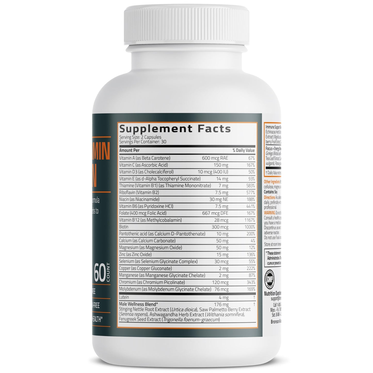 Bronson Multivitamin for Men - All-in-One Daily Coverage (60 Capsules)