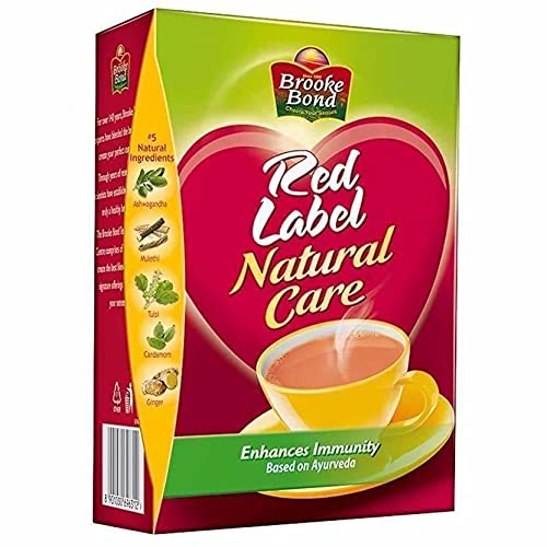 2-Pack Brooke Bond Red Label Natural Care Tea – 5 Ayurvedic Ingredients, 2 x 250 gm