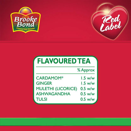 2-Pack Brooke Bond Red Label Natural Care Tea – 5 Ayurvedic Ingredients, 2 x 250 gm
