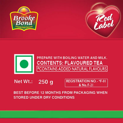 2-Pack Brooke Bond Red Label Natural Care Tea – 5 Ayurvedic Ingredients, 2 x 250 gm