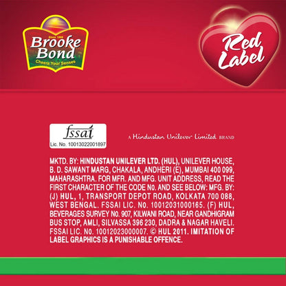 2-Pack Brooke Bond Red Label Natural Care Tea – 5 Ayurvedic Ingredients, 2 x 250 gm