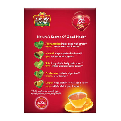 2-Pack Brooke Bond Red Label Natural Care Tea – 5 Ayurvedic Ingredients, 2 x 250 gm