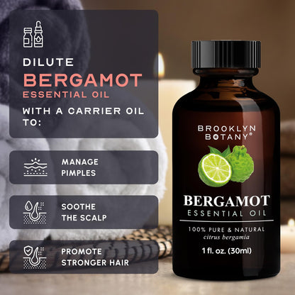Brooklyn Botany Bergamot Essential Oil - 100% Pure & Premium Grade - 1 Fl Oz