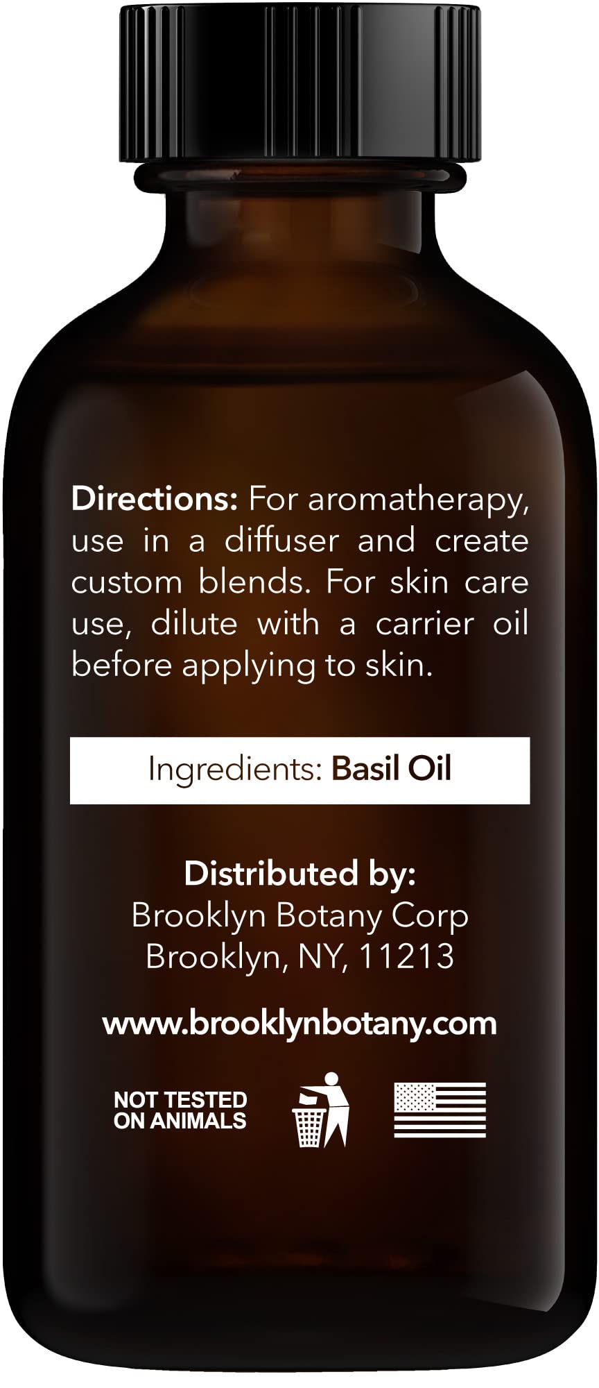 Brooklyn Botany Basil Essential Oil – 100% Pure & Natural, Therapeutic Grade, 1 Fl Oz with Dropper