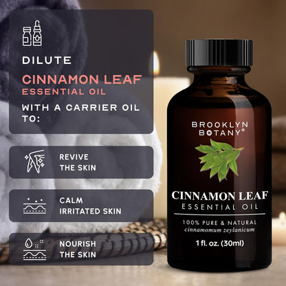 Brooklyn Botany Cinnamon Leaf Essential Oil – 100% Pure & Natural, Premium Grade, 1 Fl Oz