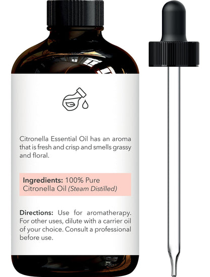 Brooklyn Botany Citronella Essential Oil - 4 oz Dropper, 100% Pure & Natural