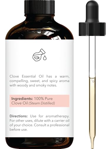 Brooklyn Botany Clove Essential Oil - Huge 4 Fl Oz - 100% Pure and Natural - Premium Grade with Dropper - for Aromatherapy and Diffuser