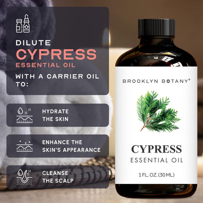 Brooklyn Botany Cypress Essential Oil – 100% Pure & Natural, Premium Grade, 1 Fl Oz