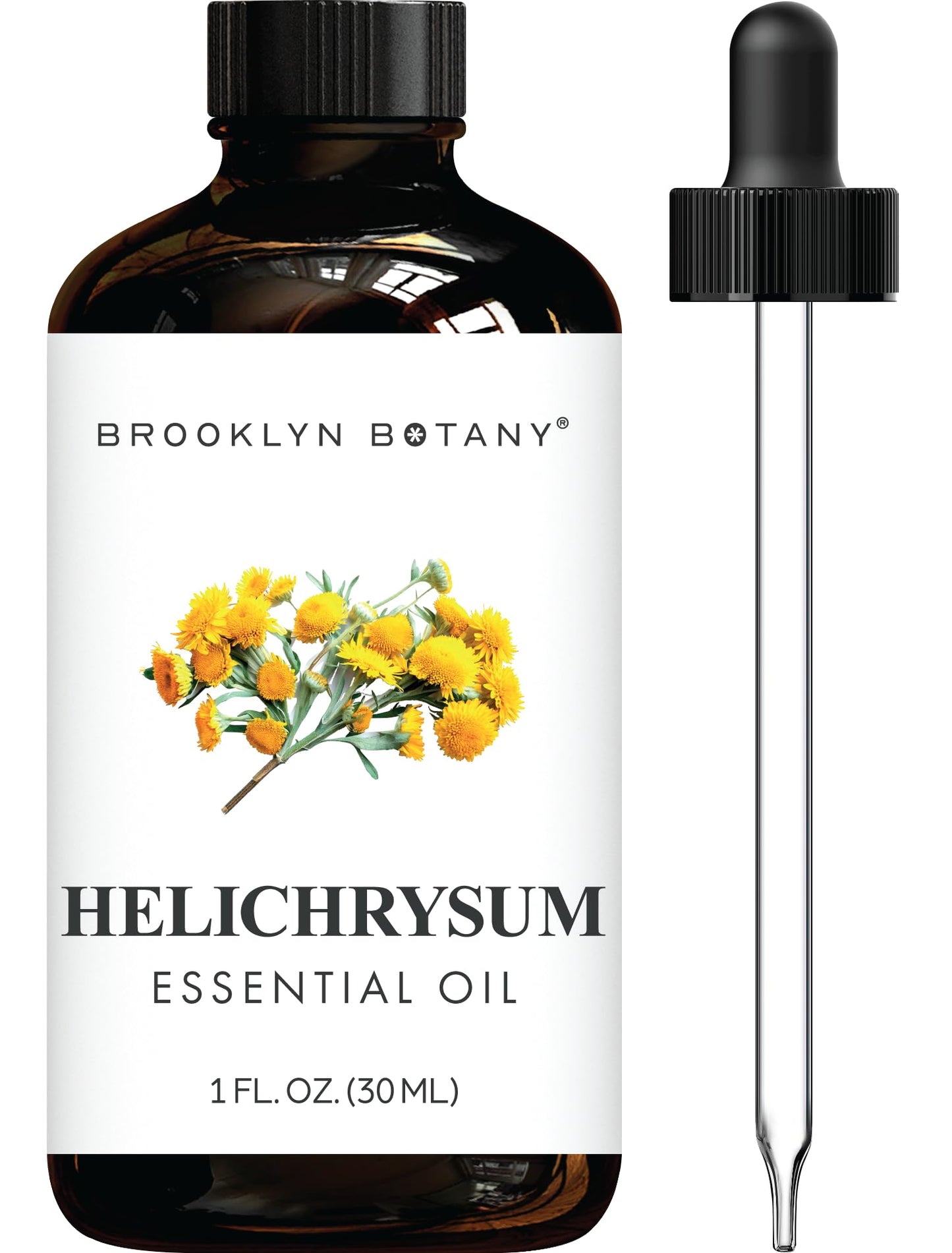 Brooklyn Botany Helichrysum Essential Oil - 100% Pure & Natural, Premium Grade - 1 Fl Oz with Dropper
