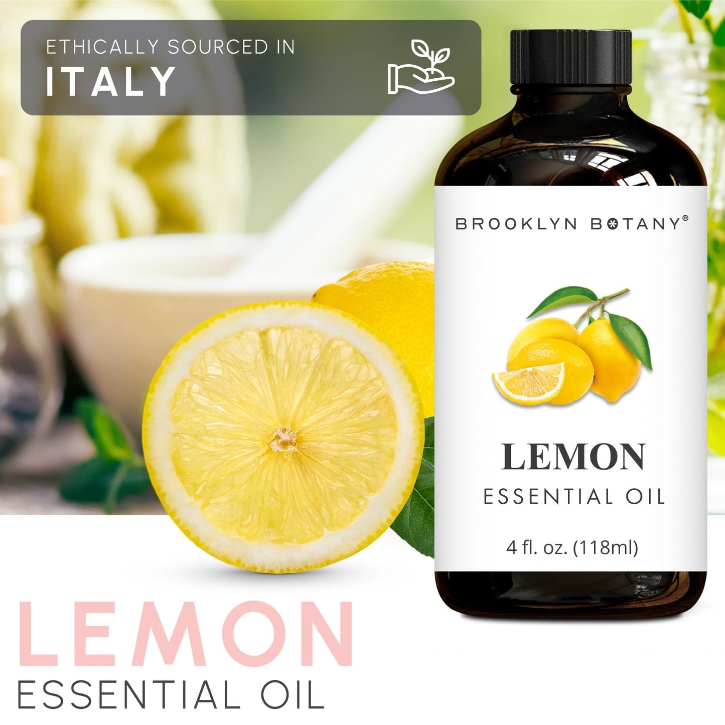 Brooklyn Botany Lemon Essential Oil - 4 oz - 100% Pure & Natural | Premium Grade with Dropper