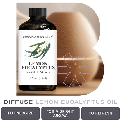 Brooklyn Botany Lemon Eucalyptus Essential Oil - 4 Fl Oz | Pure & Natural, Premium Grade