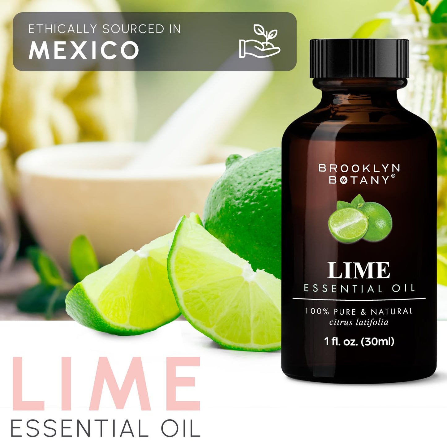 Brooklyn Botany Lime Essential Oil – 100% Pure & Natural, Premium Grade, 1 Fl Oz