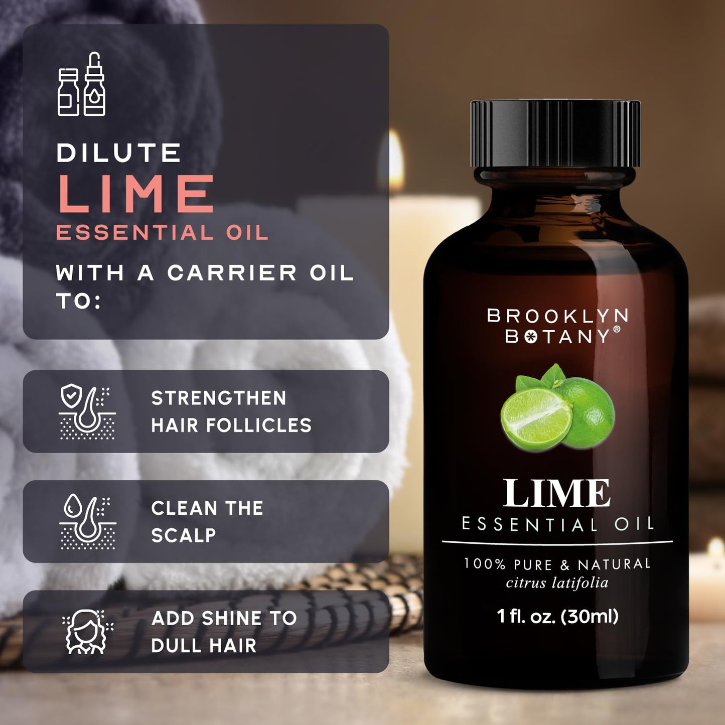 Brooklyn Botany Lime Essential Oil – 100% Pure & Natural, Premium Grade, 1 Fl Oz