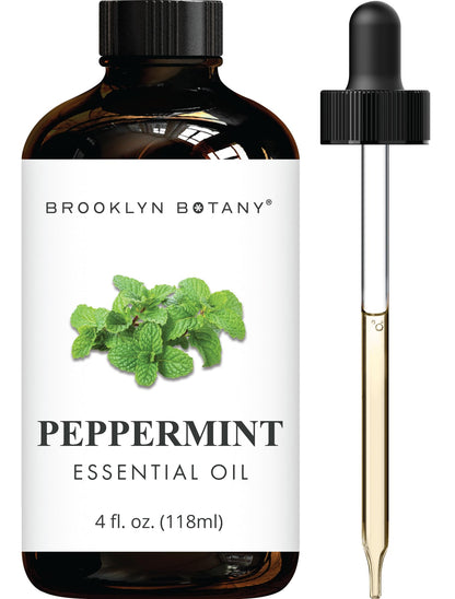 Brooklyn Botany Peppermint Essential Oil - 4 Fl Oz | 100% Pure & Natural | Premium Grade with Dropper
