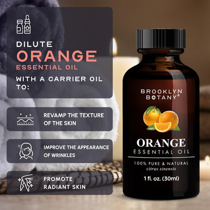 Brooklyn Botany Sweet Orange Essential Oil - 100% Pure & Natural, 1 Fl Oz