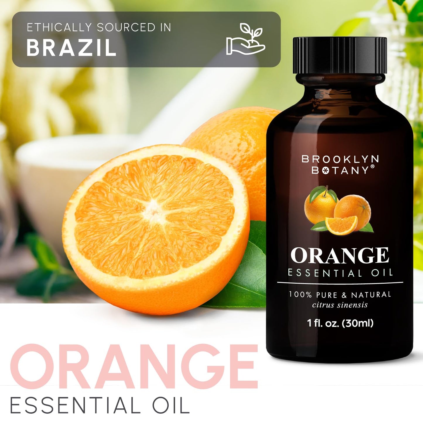 Brooklyn Botany Sweet Orange Essential Oil - 100% Pure & Natural, 1 Fl Oz