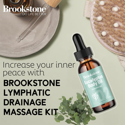 Pink Sky Brookstone Lymphatic Drainage Massage Kit | Wood Massager & Lymphatic Oil