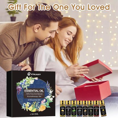 Essential Oil Set 64 Pack - Aromatherapy Oils Kit (0.17oz) for Diffusers & More